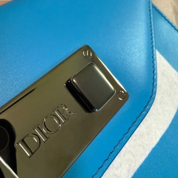 Dior Blue Leather Lock Crossbody Bag - Picture 14 of 15